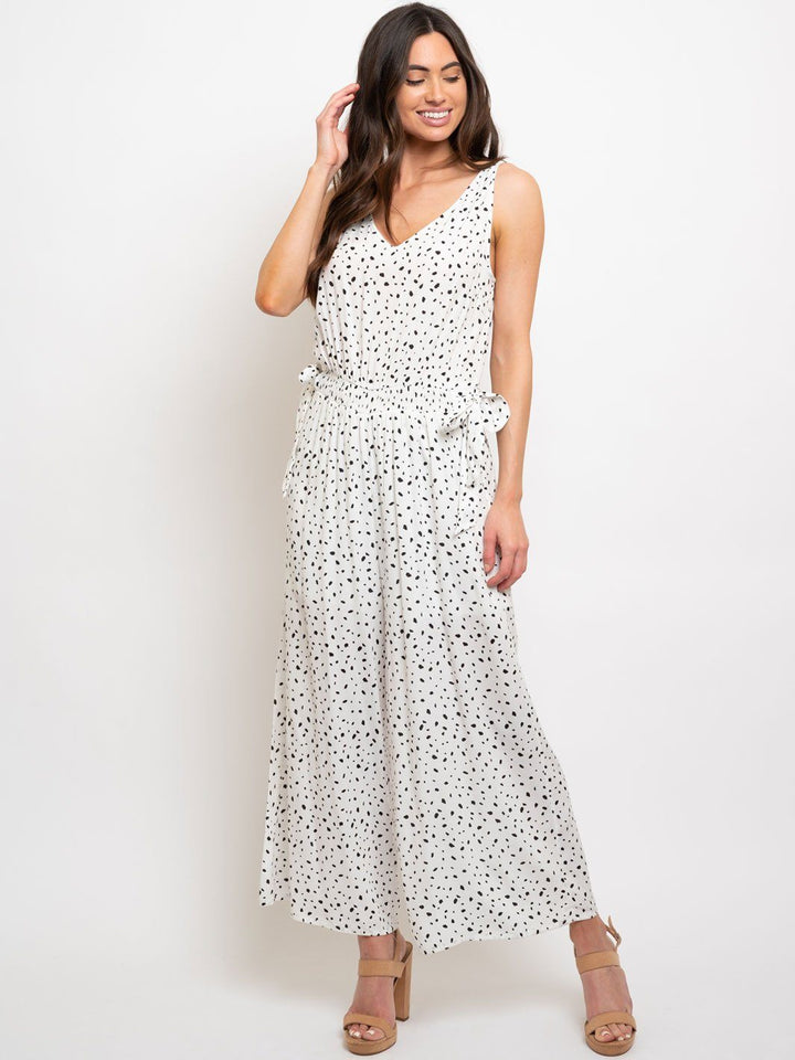 WOMEN'S POLKA DOTS SLEEVELESS JUMPSUIT