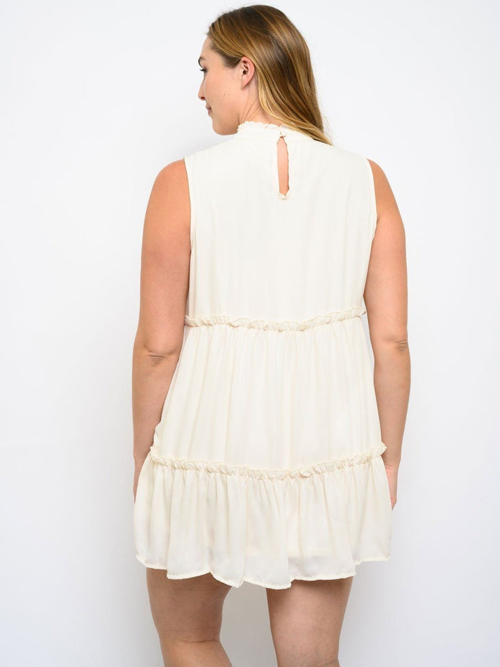 PLUS SIZE RUFFLE DETAIL TUNIC MINI DRESS