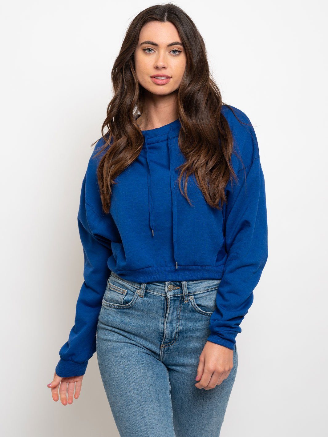 WOMEN'S CROPPED OVERSIZED HOODED SWEATSHIRT