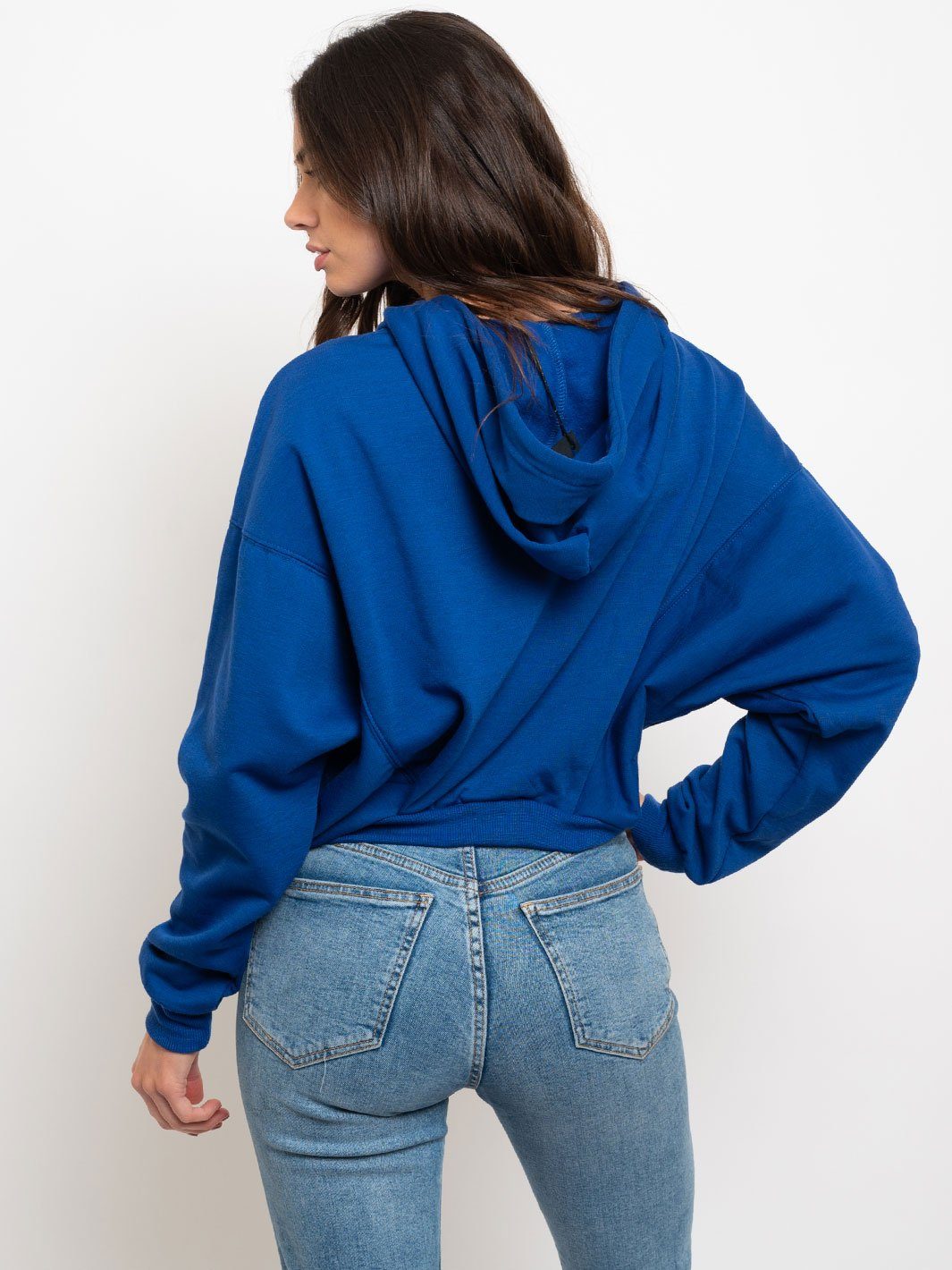 WOMEN'S CROPPED OVERSIZED HOODED SWEATSHIRT