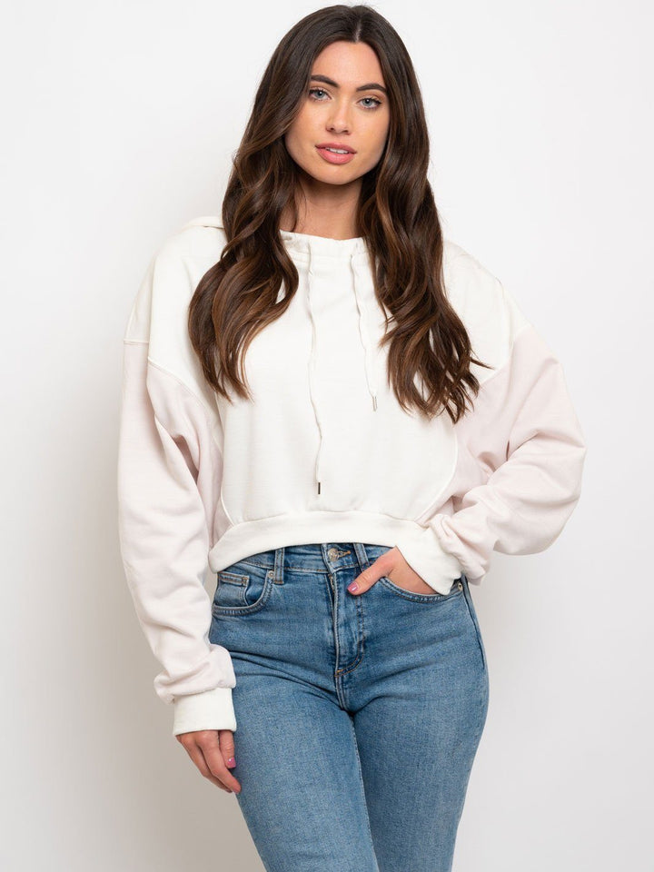 WOMEN'S CROPPED OVERSIZED HOODED SWEATSHIRT