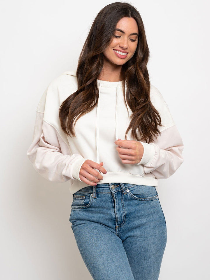 WOMEN'S CROPPED OVERSIZED HOODED SWEATSHIRT