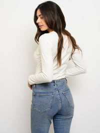 WOMEN'S LONG SLEEVE PRINCESS SEAM DETAIL BODYSUIT