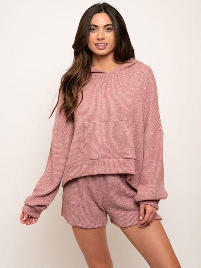 WOMEN'S WAFFLE KNIT HOODIE 2PC. SET