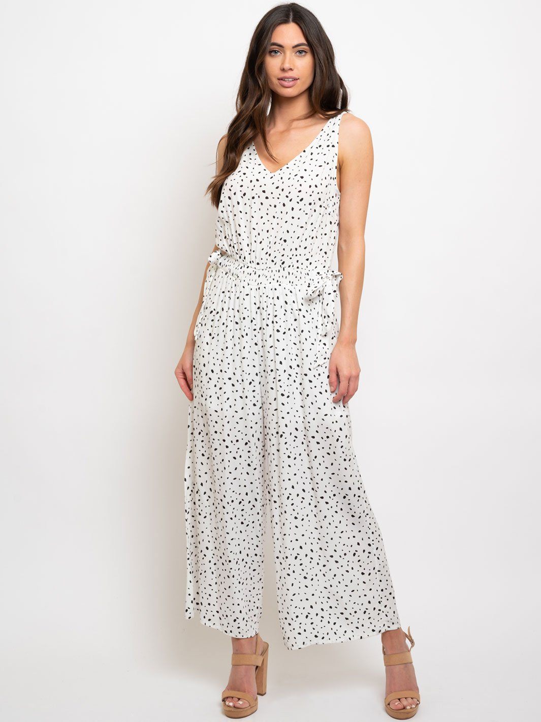 WOMEN'S POLKA DOTS SLEEVELESS JUMPSUIT