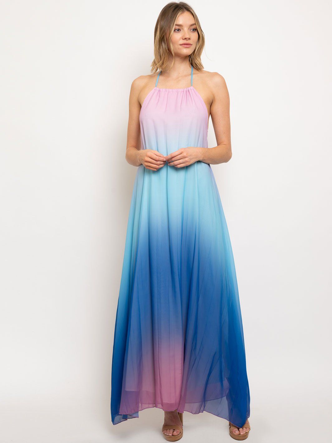 WOMEN'S TIE DYE OPEN BACK MAXI DRESS