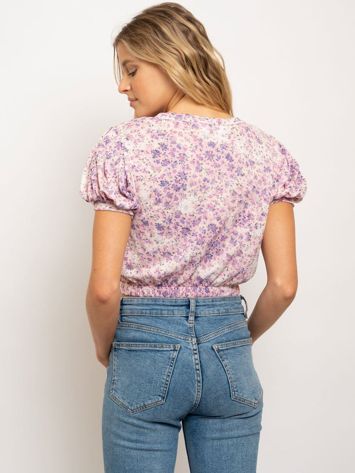 WOMEN'S PUFFED SLEEVE CROP TOP