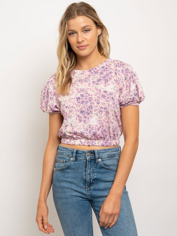 WOMEN'S PUFFED SLEEVE CROP TOP