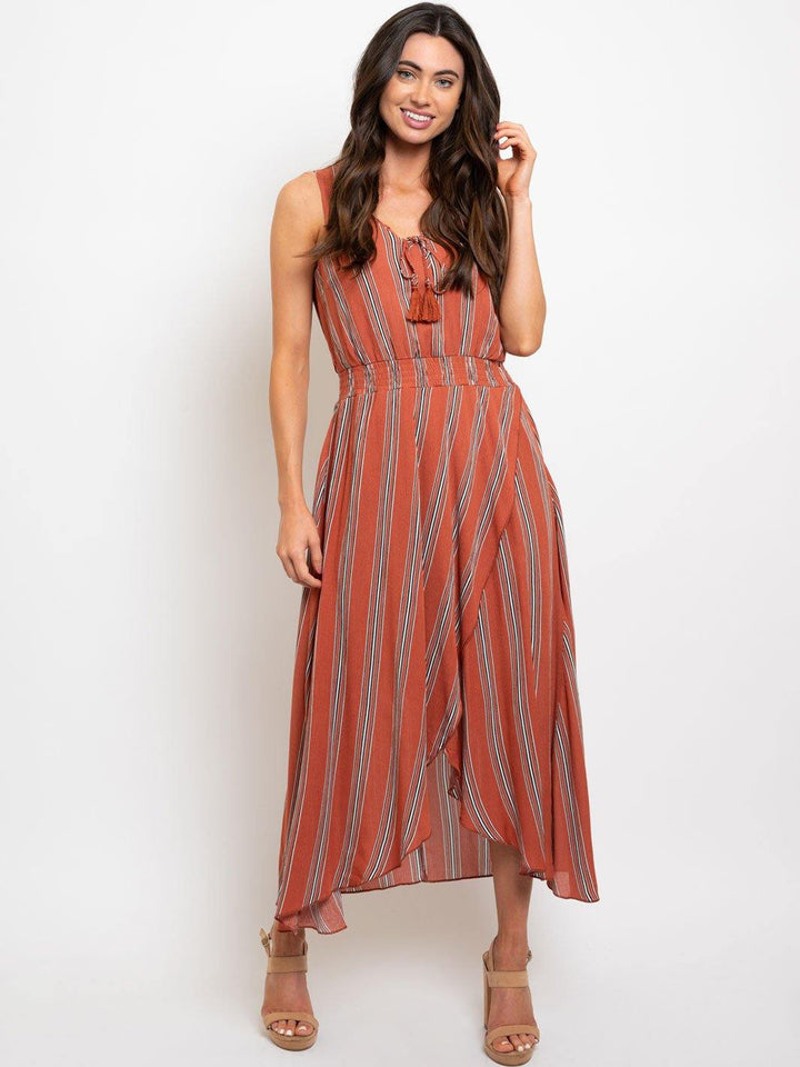 WOMEN'S SLEEVELESS TASSEL DETAIL MAXI DRESS