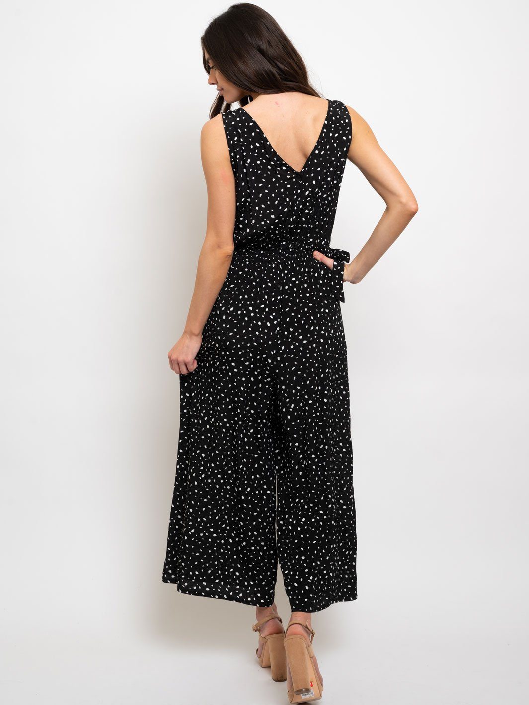 WOMEN'S POLKA DOTS SLEEVELESS JUMPSUIT