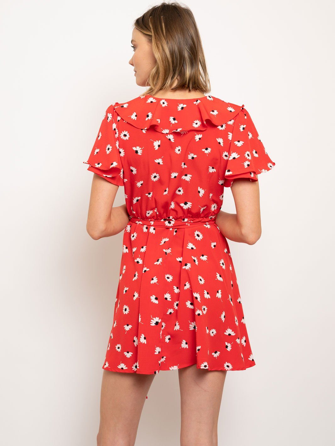 WOMEN'S FLORAL RUFFLE DETAIL MINI DRESS