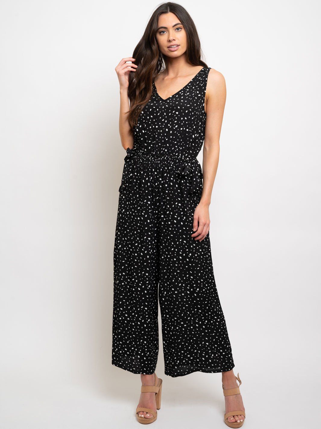 WOMEN'S POLKA DOTS SLEEVELESS JUMPSUIT