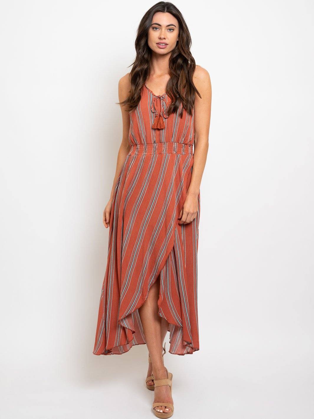 WOMEN'S SLEEVELESS TASSEL DETAIL MAXI DRESS