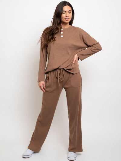 WOMEN'S 2PC LOND SLEEVE TOP AND PANTS SET