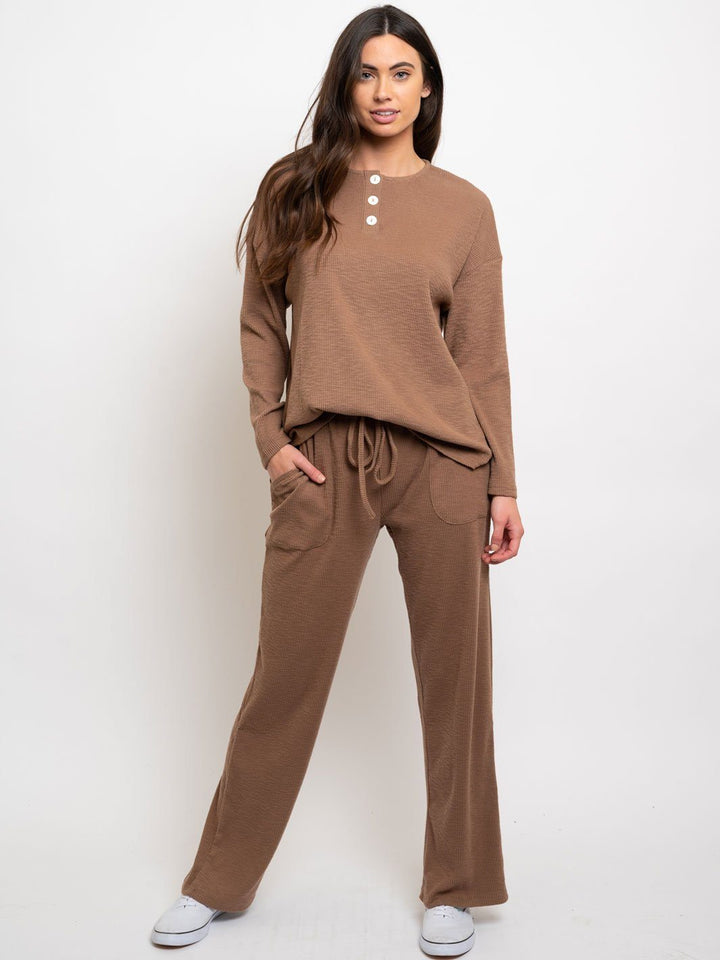 WOMEN'S 2PC LOND SLEEVE TOP AND PANTS SET