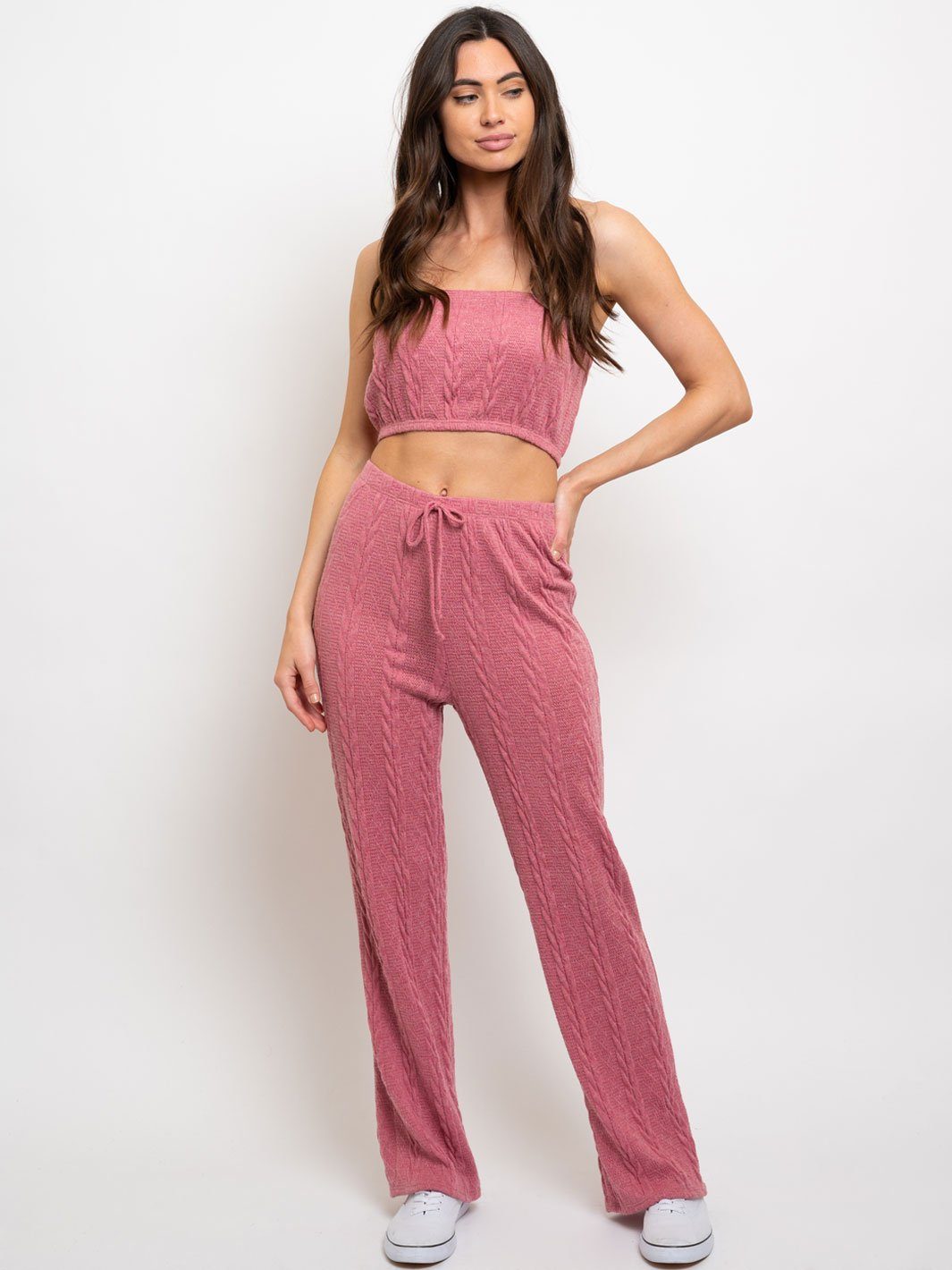 WOMEN'S TUBE CROP TOP W/PANTS 2 PC SET