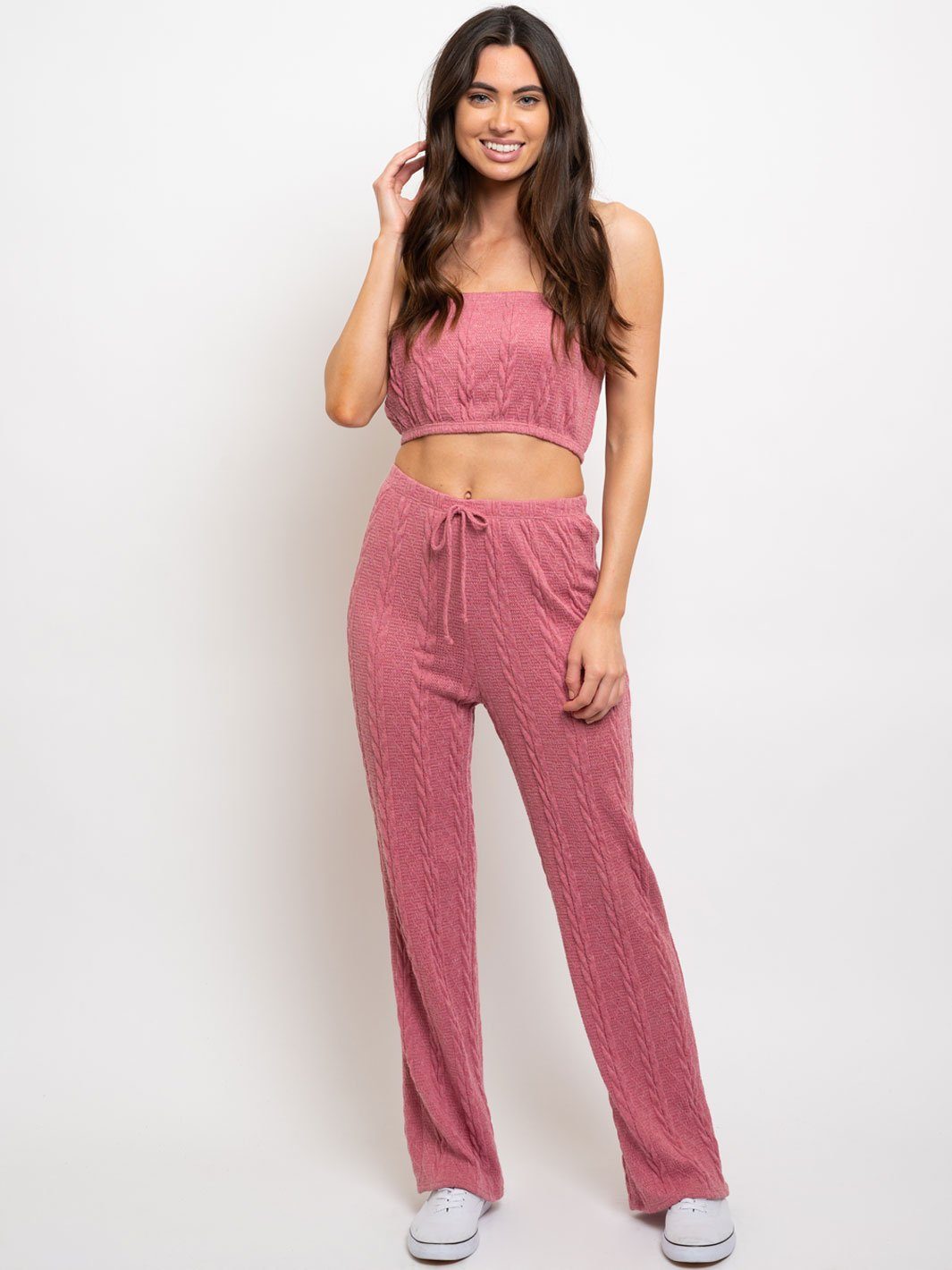 WOMEN'S TUBE CROP TOP W/PANTS 2 PC SET