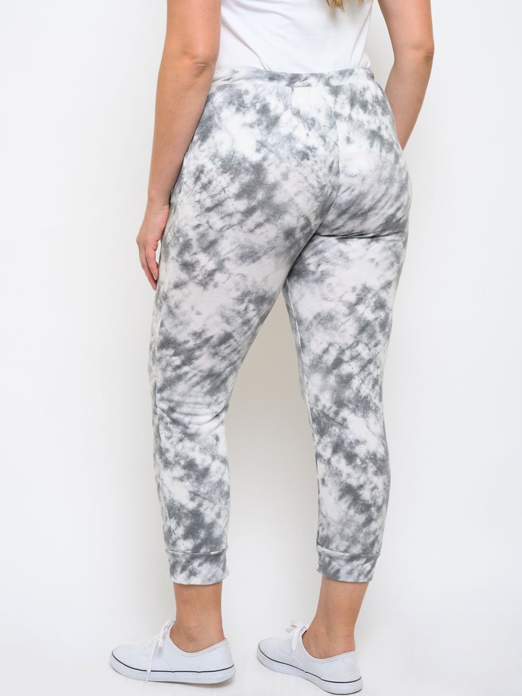 PLUS SIZE TIE DYE FRONT TIE PANTS