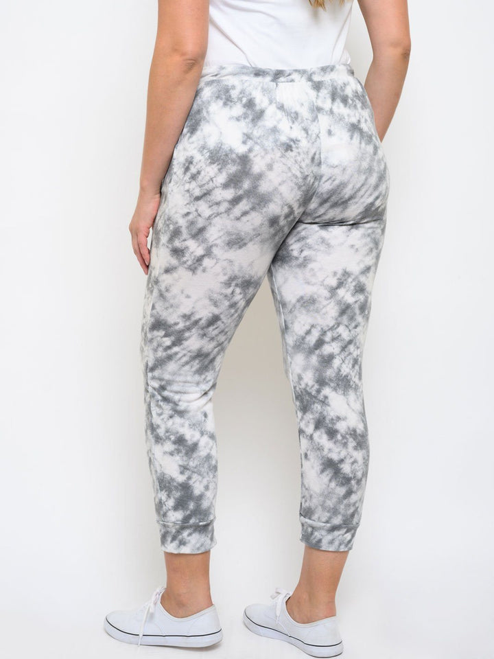 PLUS SIZE TIE DYE FRONT TIE PANTS