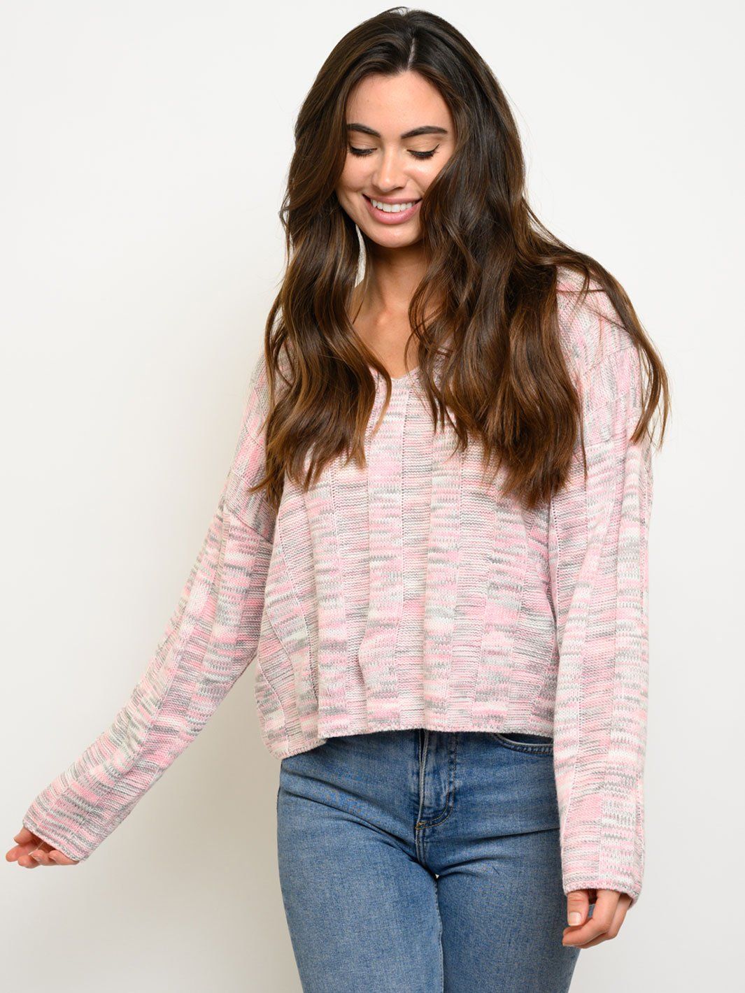 WOMEN'S MULTI COLOR V-NECK SWEATER