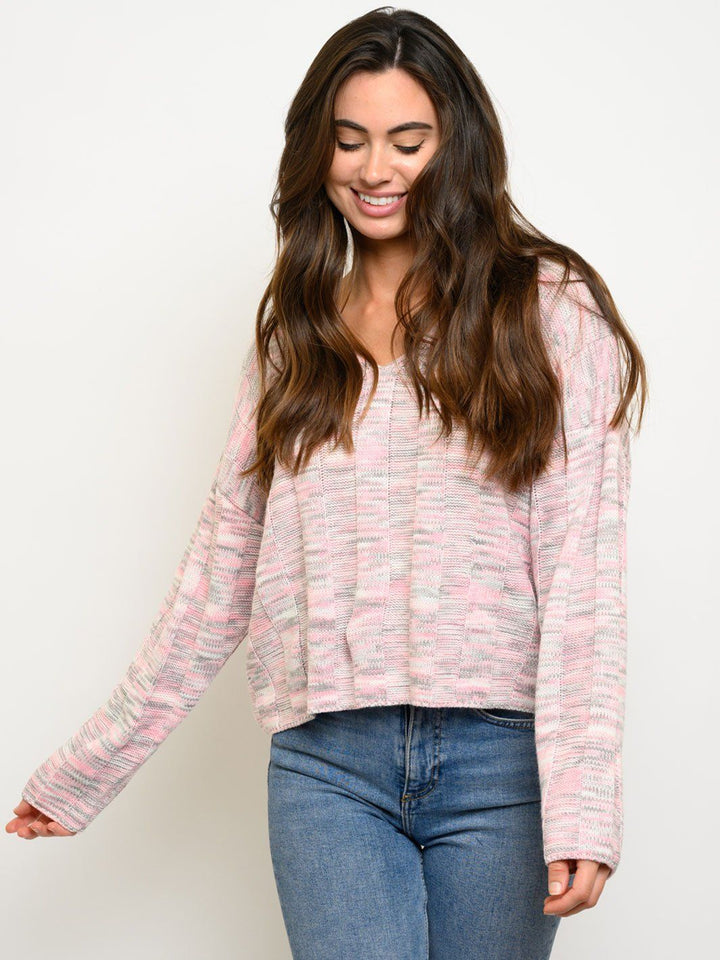 WOMEN'S MULTI COLOR V-NECK SWEATER