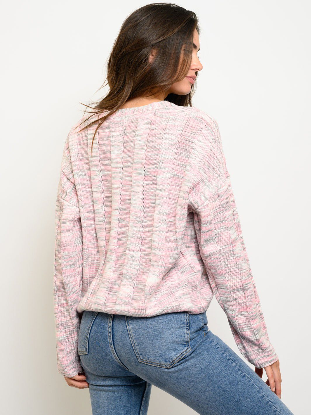 WOMEN'S MULTI COLOR V-NECK SWEATER