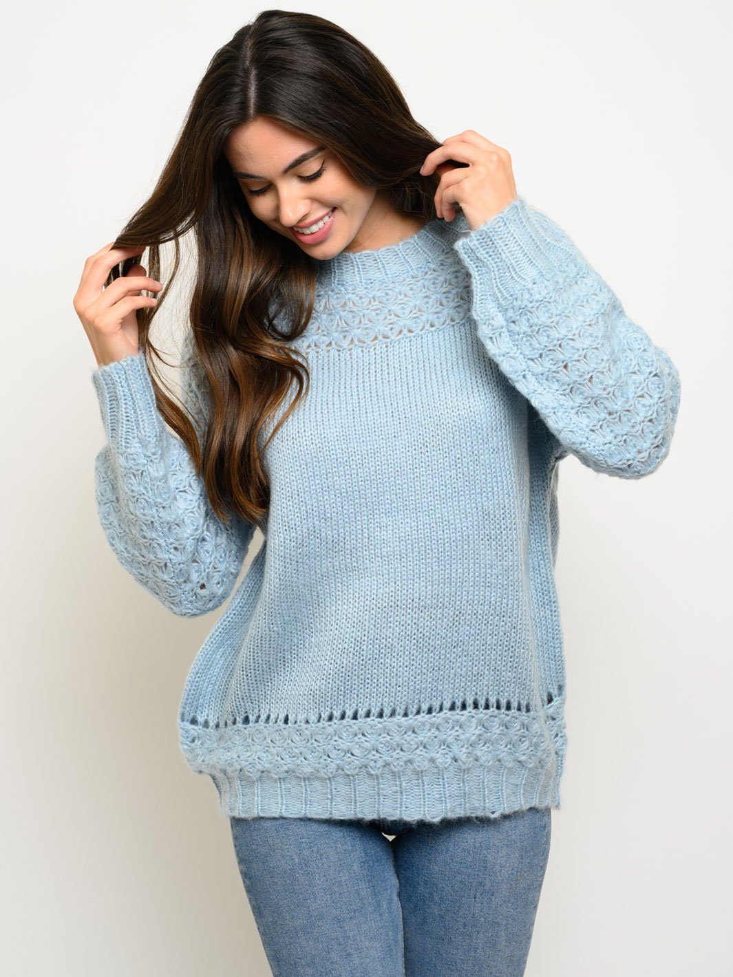 WOMEN'S CROCHET DETAIL SWEATER