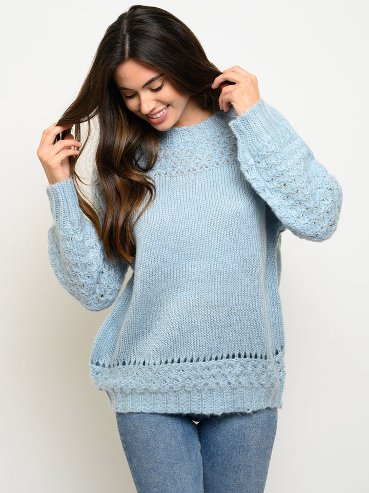 WOMEN'S CROCHET DETAIL SWEATER