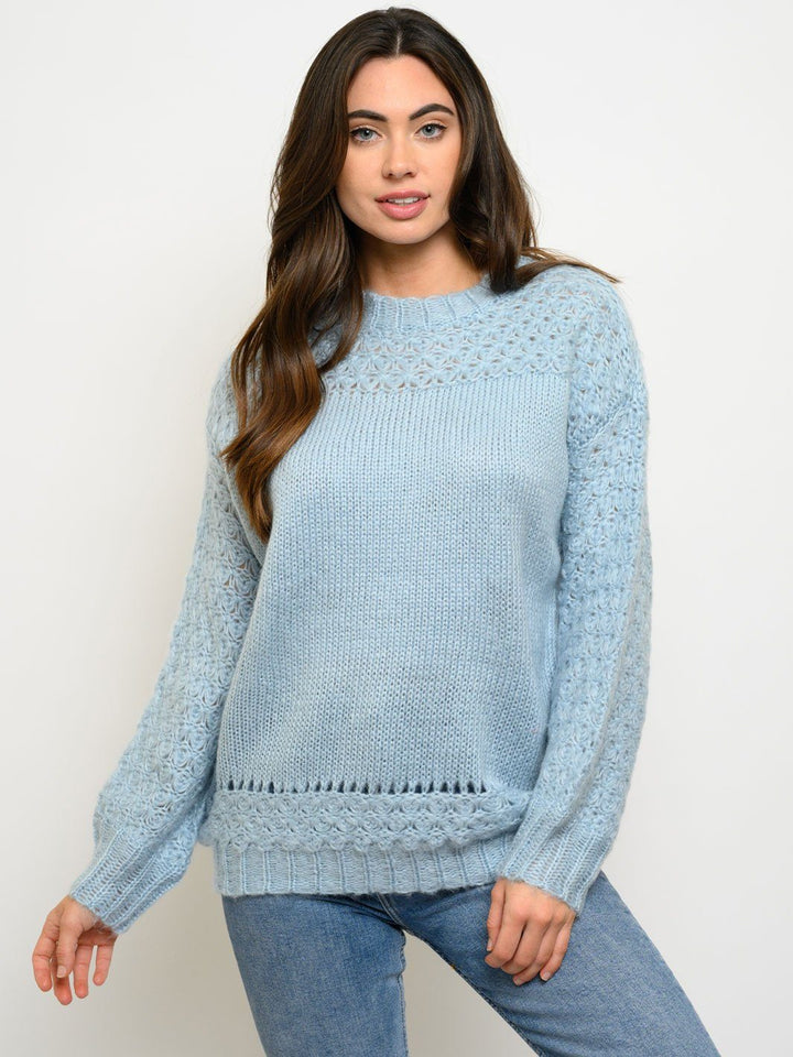 WOMEN'S CROCHET DETAIL SWEATER