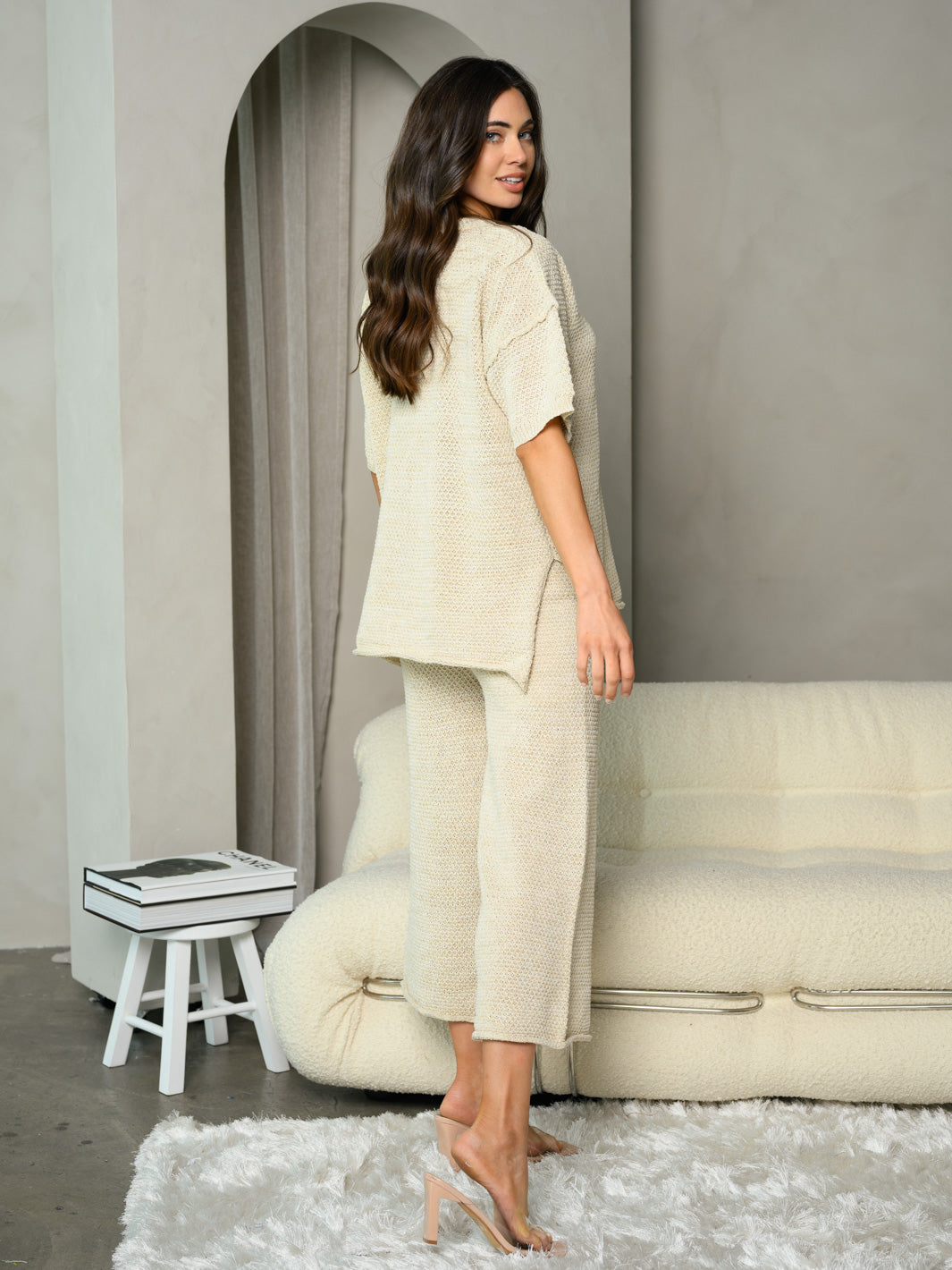 WOMEN'S LOUNGE WEAR CROP WIDE LEG PANTS