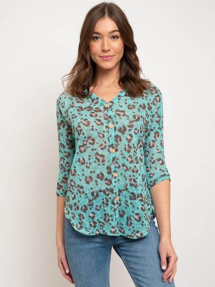 WOMEN'S ANIMAL PRINT 3/4 SLEEVE TOP