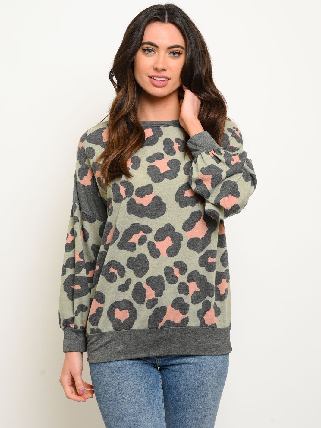 WOMEN'S LONG SLEEVE ANIMAL PRINT TOP