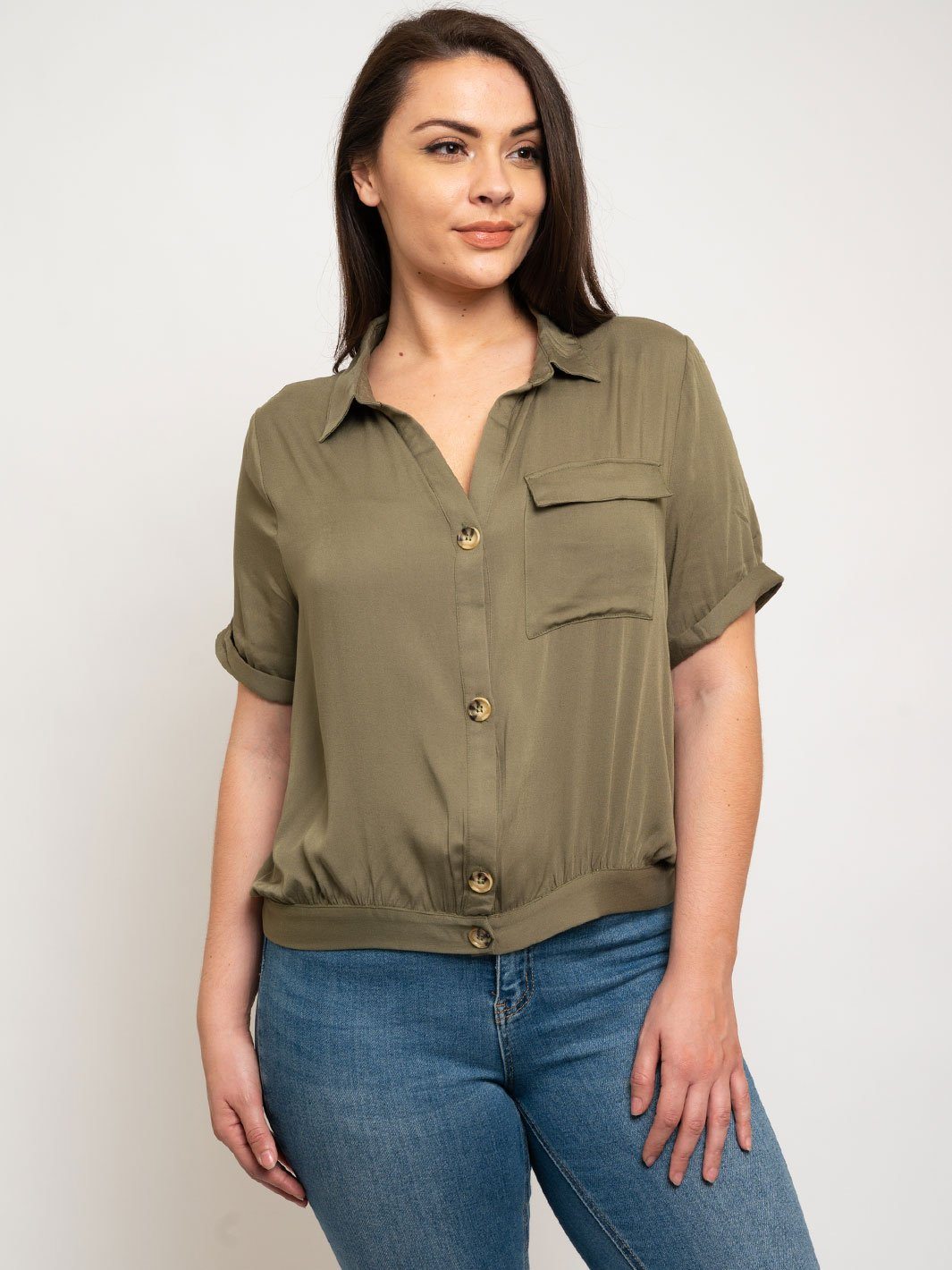 PLUS SIZE BUTTON UP TOP