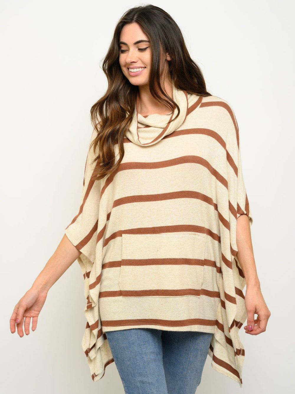 WOMEN'S STRIPES TURTLE NECK TOP