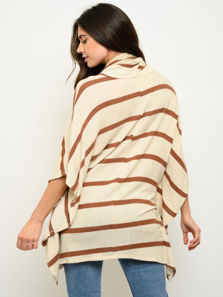 WOMEN'S STRIPES TURTLE NECK TOP