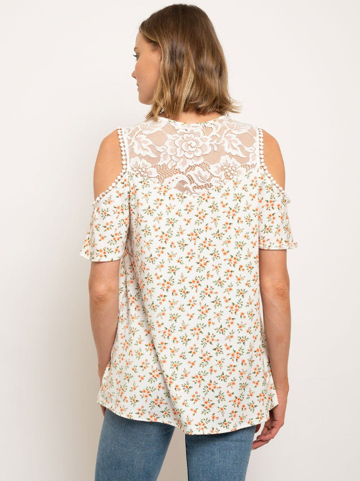 WOMEN'S COLD SHOULDER DITSY FLORAL TOP