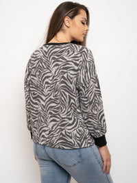 PLUS SIZE ZEBRA PRINT SWEATSHIRT TOP