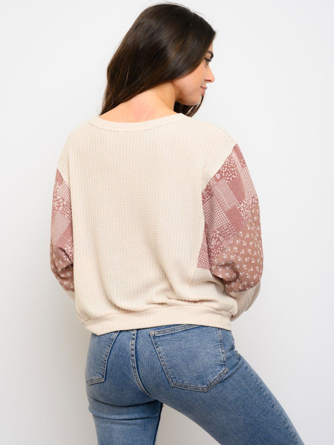 WOMEN'S LONG SLEEVE MULTI PRINT TOP