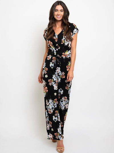 WOMEN'S BLACK FLORAL JUMPSUIT