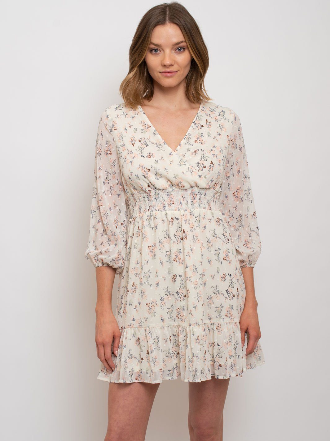 WOMEN'S PRINTED SWISS DOTS MIDI DRESS