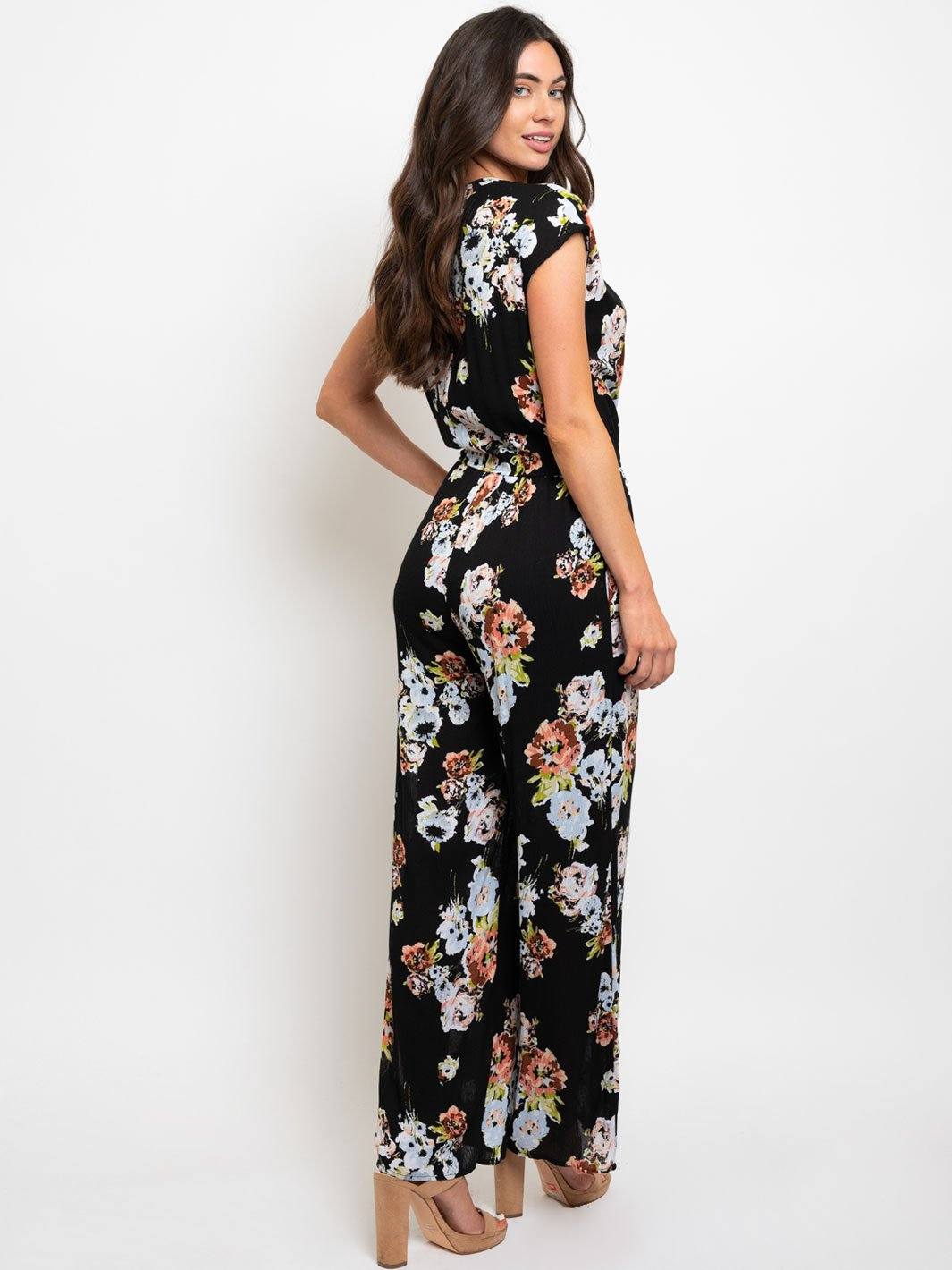 WOMEN'S BLACK FLORAL JUMPSUIT