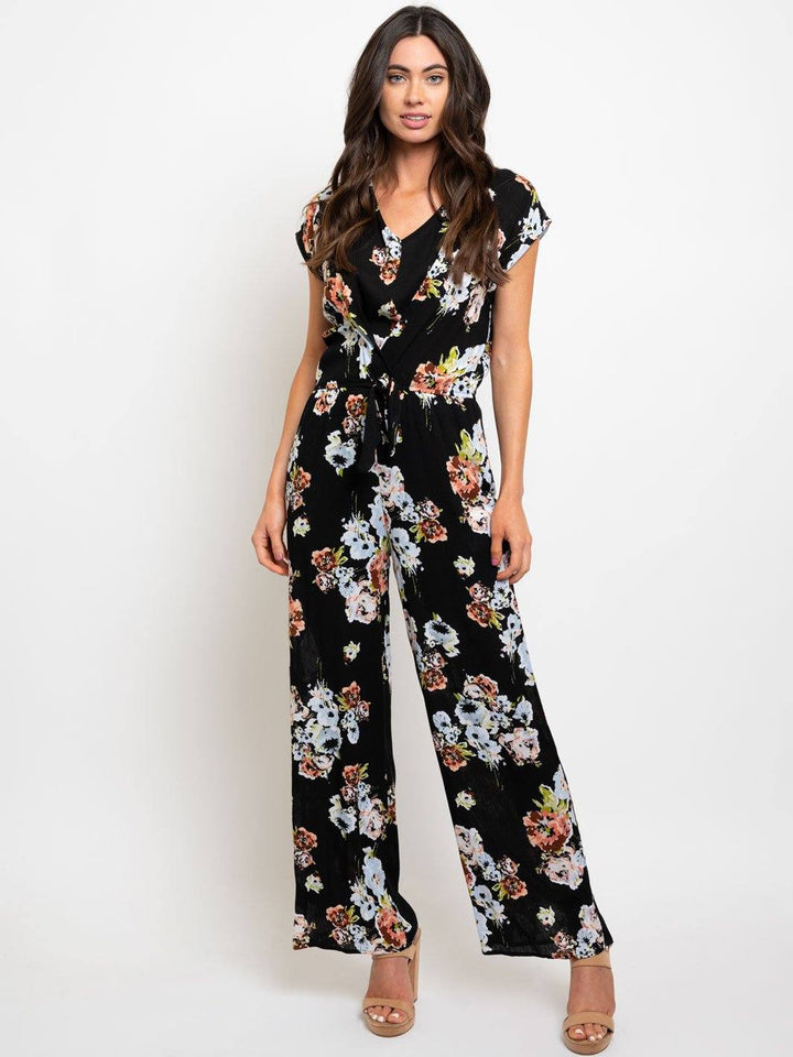 WOMEN'S BLACK FLORAL JUMPSUIT