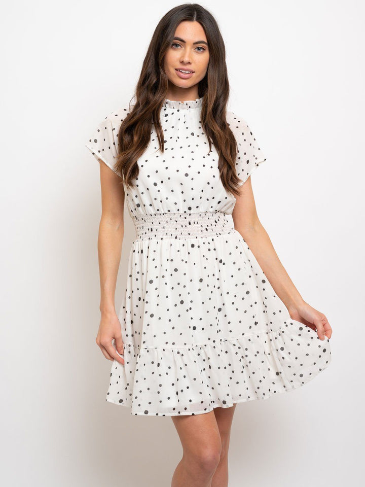 WOMEN'S SMOCKED WAISTBAND PRINTED DRESS
