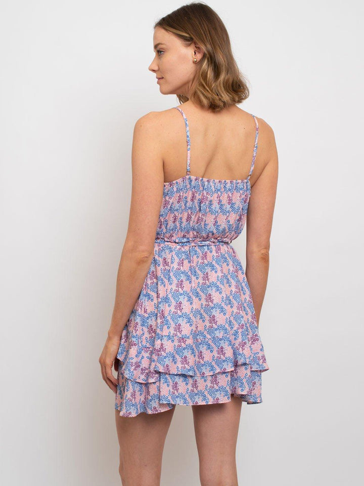 WOMEN'S WRAP-UP RUFFLED SELF-TIE DRESS