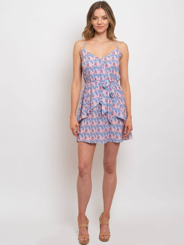 WOMEN'S WRAP-UP RUFFLED SELF-TIE DRESS