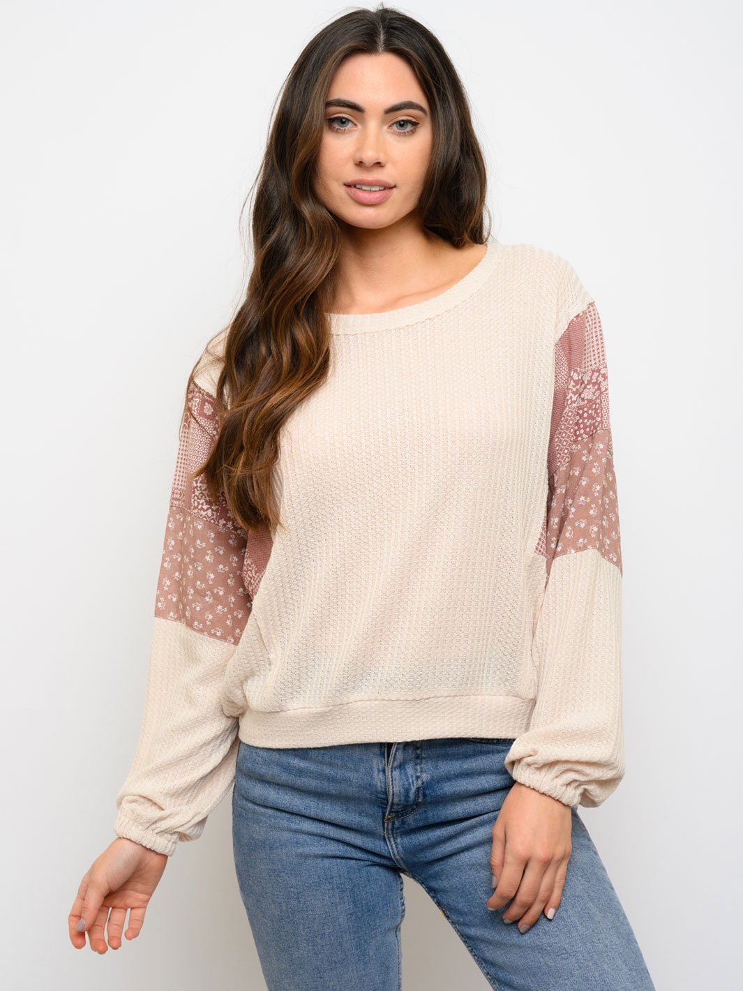 WOMEN'S LONG SLEEVE MULTI PRINT TOP