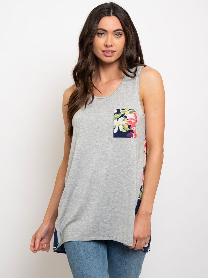 WOMEN'S POCKET FLORAL TANK TOP