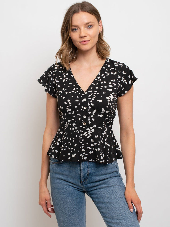 WOMEN'S DALMATIAN PRINT WOVEN TOP