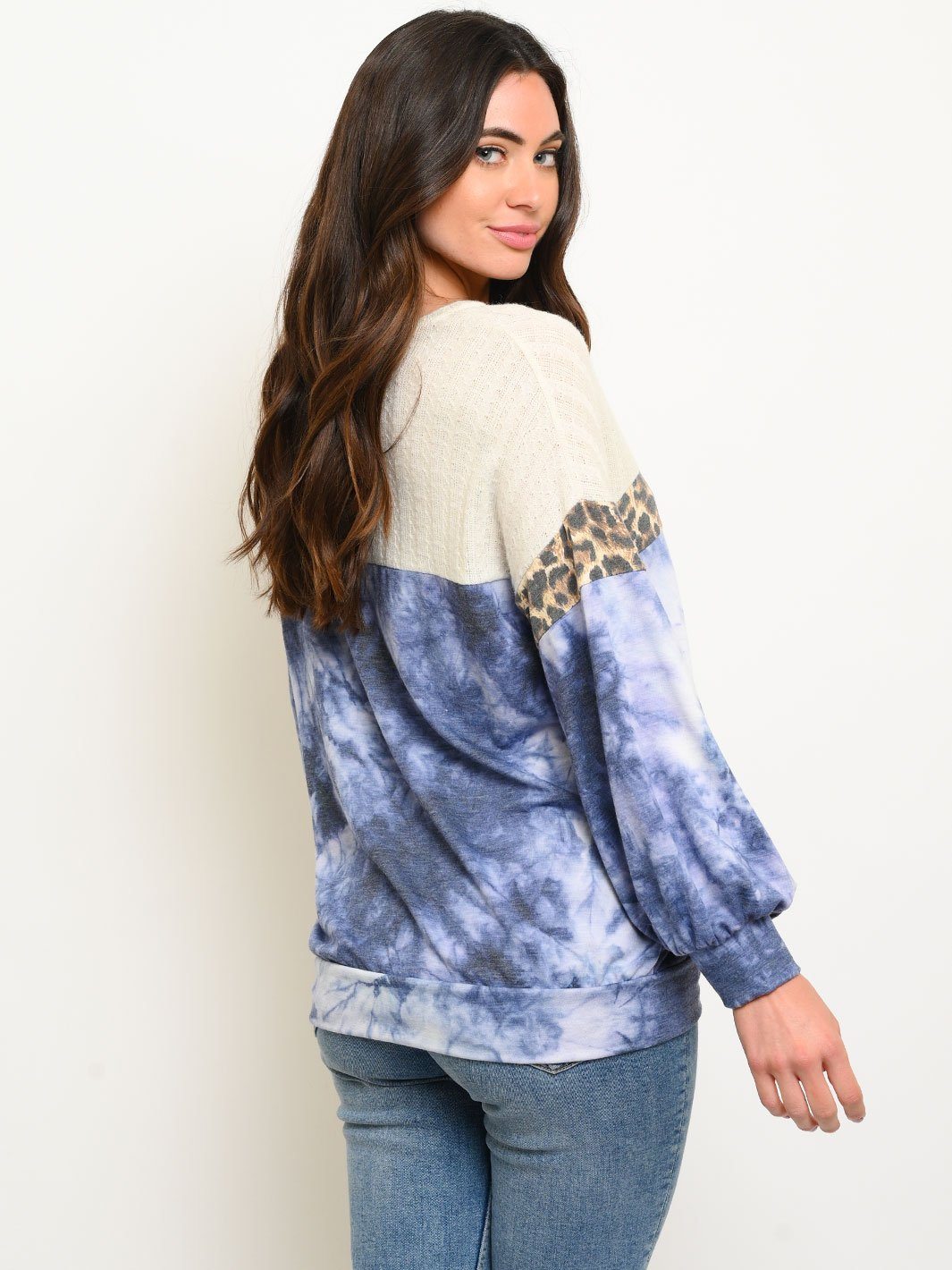 WOMEN'S MULTI PRINT LONG SLEEVE TOP