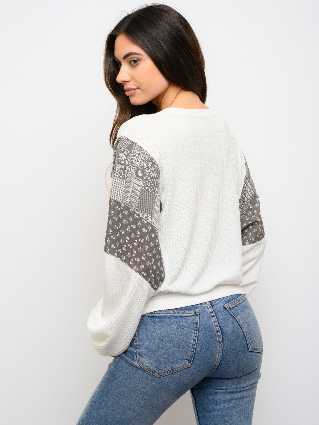 WOMEN'S LONG SLEEVE MULTI PRINT TOP